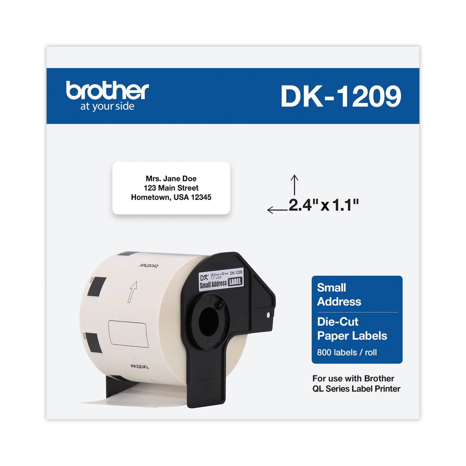Die-Cut Address Labels, 1.1" x 2.4", White, 800 Labels/Roll