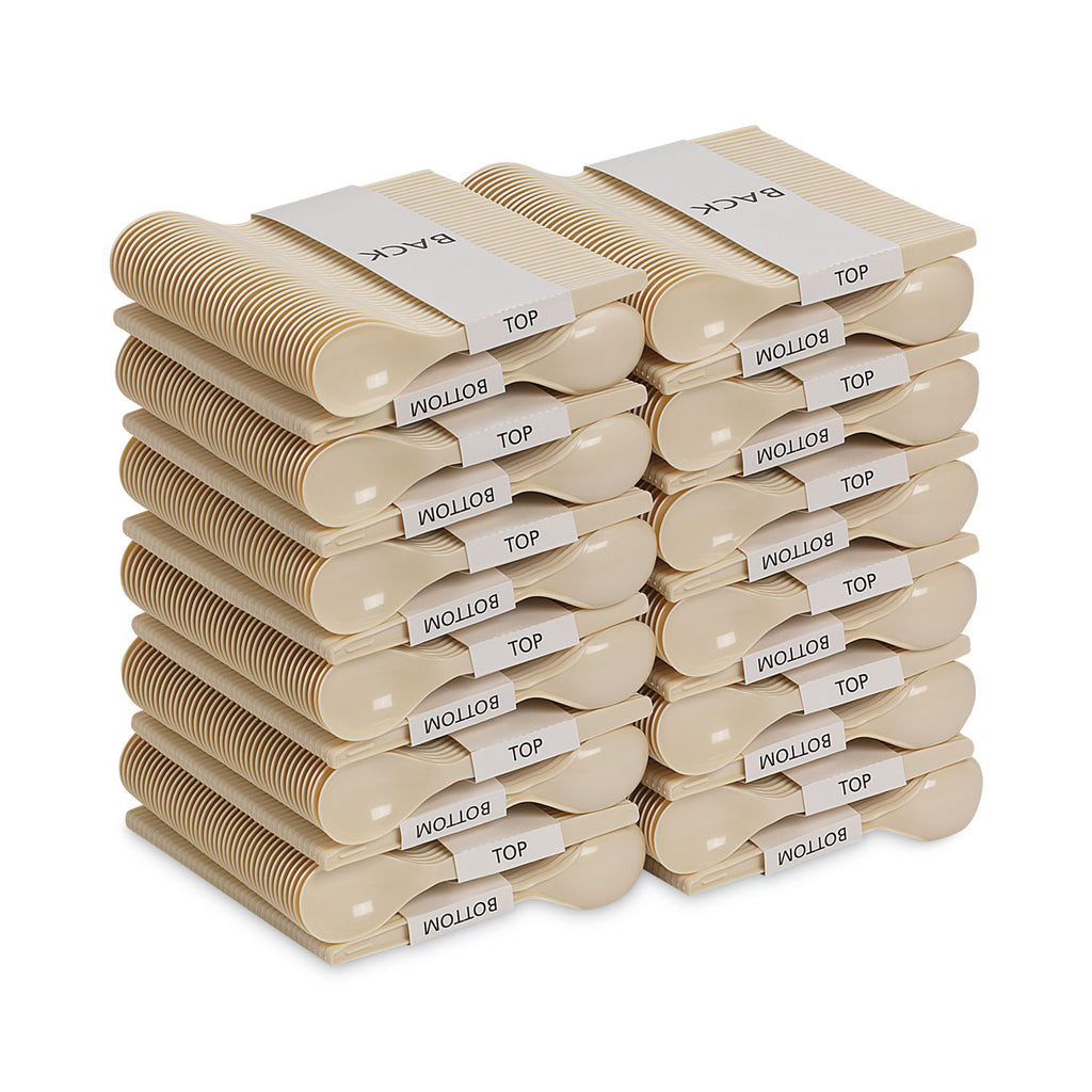 SmartStock Plastic Cutlery Refill, Soup Spoon, 6", Series-O Mediumweight, Beige, 40/Pack, 24 Packs/Carton