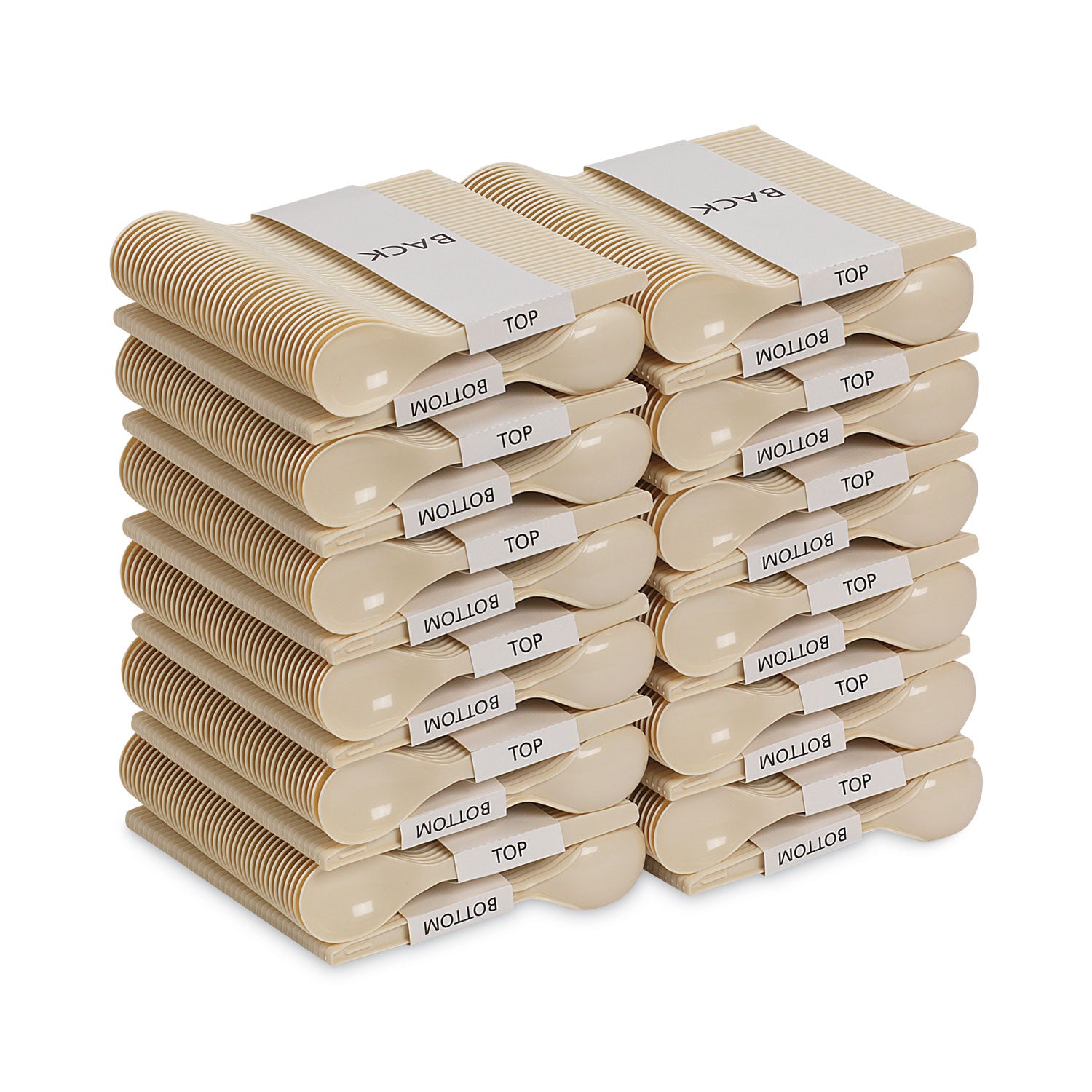SmartStock Plastic Cutlery Refill, Soup Spoon, 6", Series-O Mediumweight, Beige, 40/Pack, 24 Packs/Carton