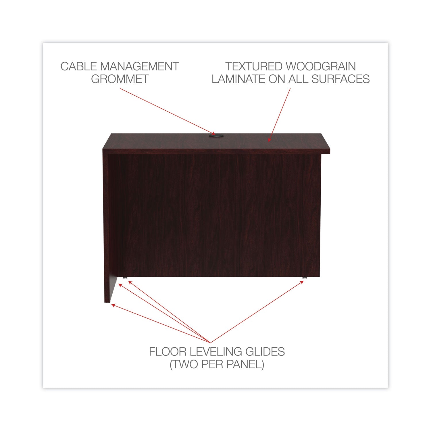 Alera Valencia Series Reversible Return/Bridge Shell, 42w x 23.63d x 29.5h. Mahogany - 