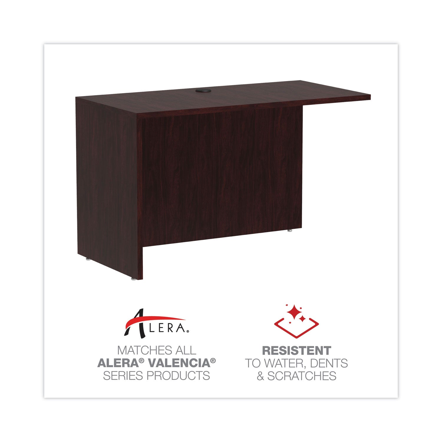 Alera Valencia Series Reversible Return/Bridge Shell, 47.25w x 23.63d x 29.5h, Mahogany - 