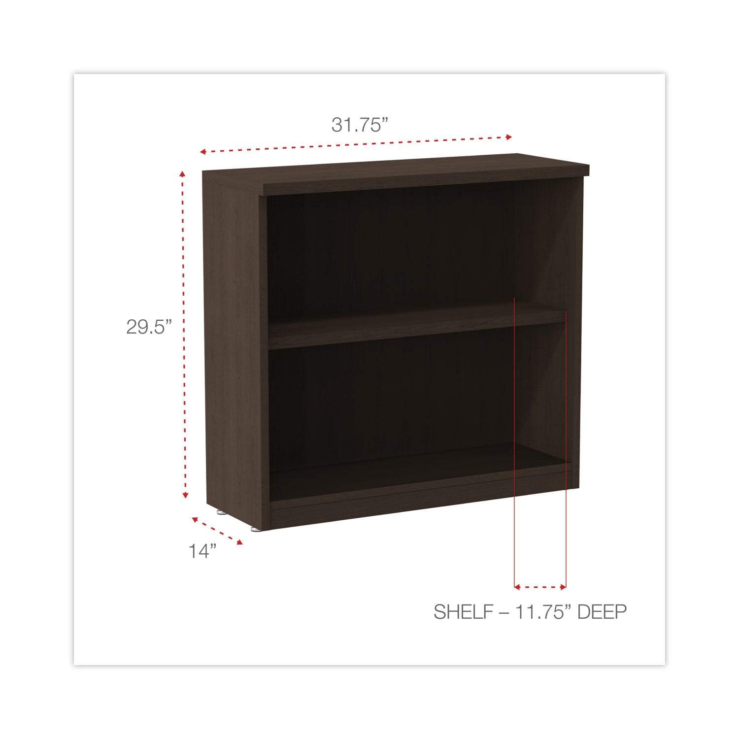 alera-valencia-series-bookcase-two-shelf-3175w-x-14d-x-295h-espresso_aleva633032es - 2