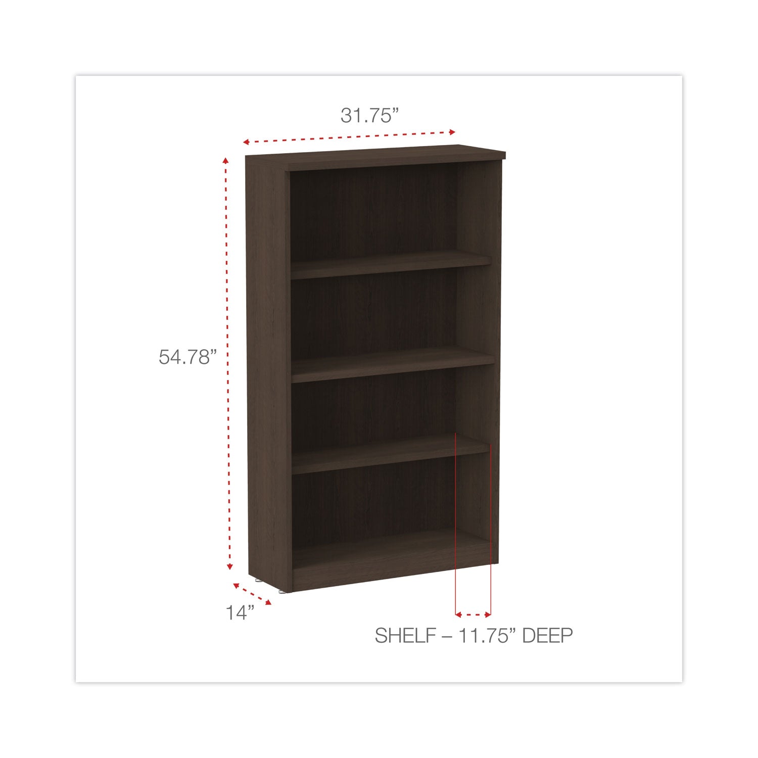 alera-valencia-series-bookcase-four-shelf-3175w-x-14d-x-5488h-espresso_aleva635632es - 2