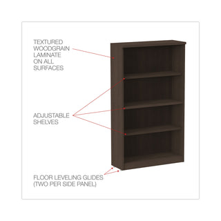 alera-valencia-series-bookcase-four-shelf-3175w-x-14d-x-5488h-espresso_aleva635632es - 3