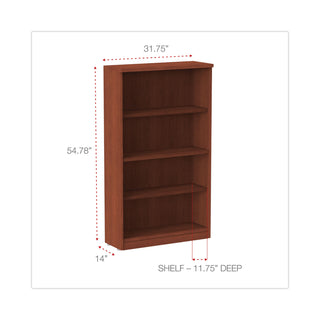 Alera Valencia Series Bookcase, Four-Shelf, 31.75w x 14d x 54.88h, Medium Cherry
