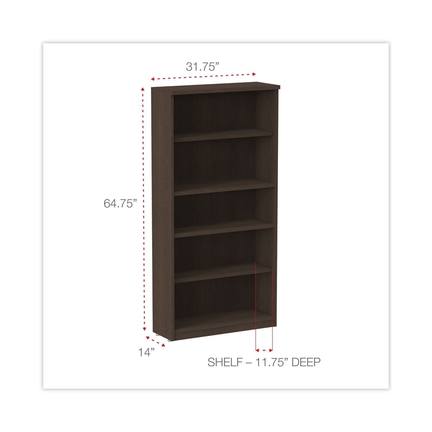 alera-valencia-series-bookcase-five-shelf-3175w-x-14d-x-6475h-espresso_aleva636632es - 2