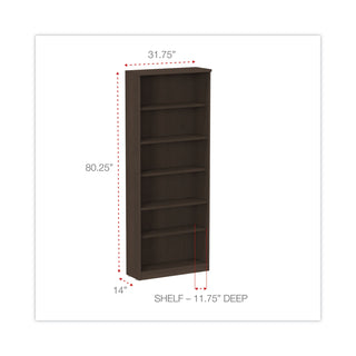 alera-valencia-series-bookcase-six-shelf-3175w-x-14d-x-8025h-espresso_aleva638232es - 2