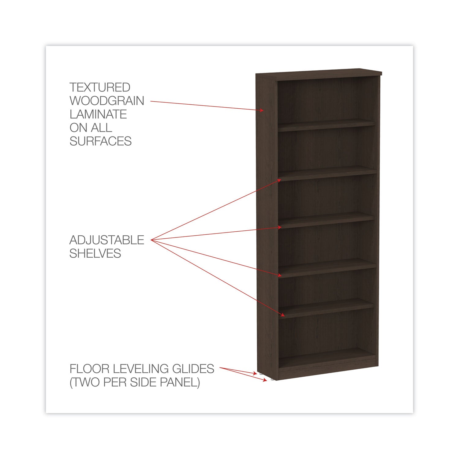 alera-valencia-series-bookcase-six-shelf-3175w-x-14d-x-8025h-espresso_aleva638232es - 3