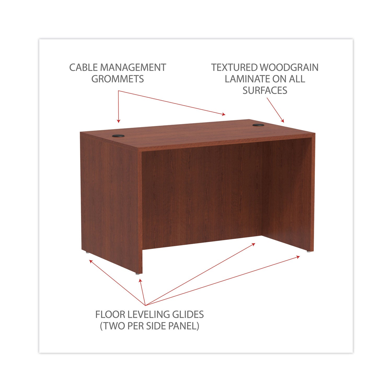 Alera Valencia Series Straight Front Desk Shell, 47.25" x 29.5" x 29.63", Medium Cherry - 