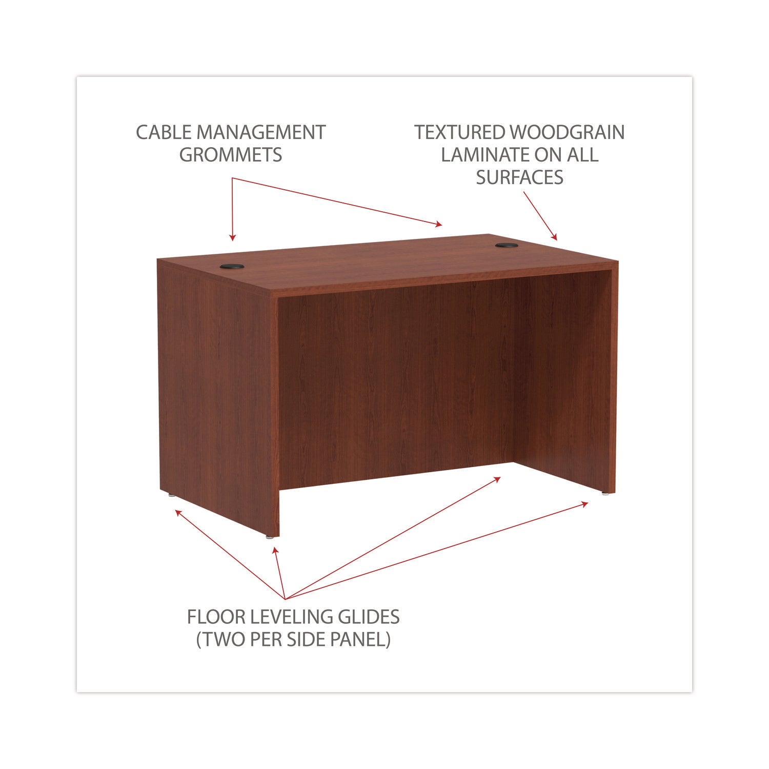 Alera Valencia Series Straight Front Desk Shell, 47.25" x 29.5" x 29.63", Medium Cherry