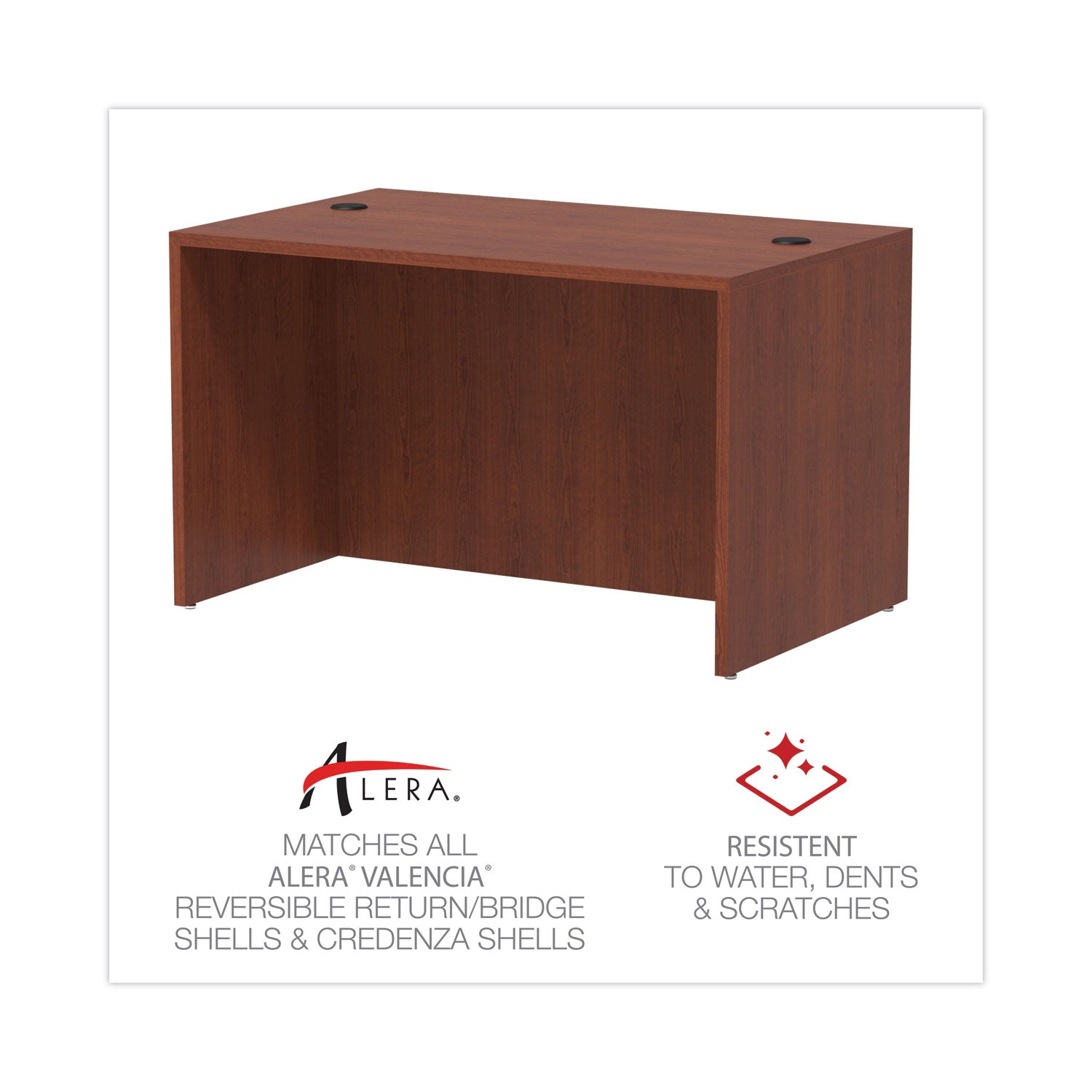 Alera Valencia Series Straight Front Desk Shell, 47.25" x 29.5" x 29.63", Medium Cherry - 