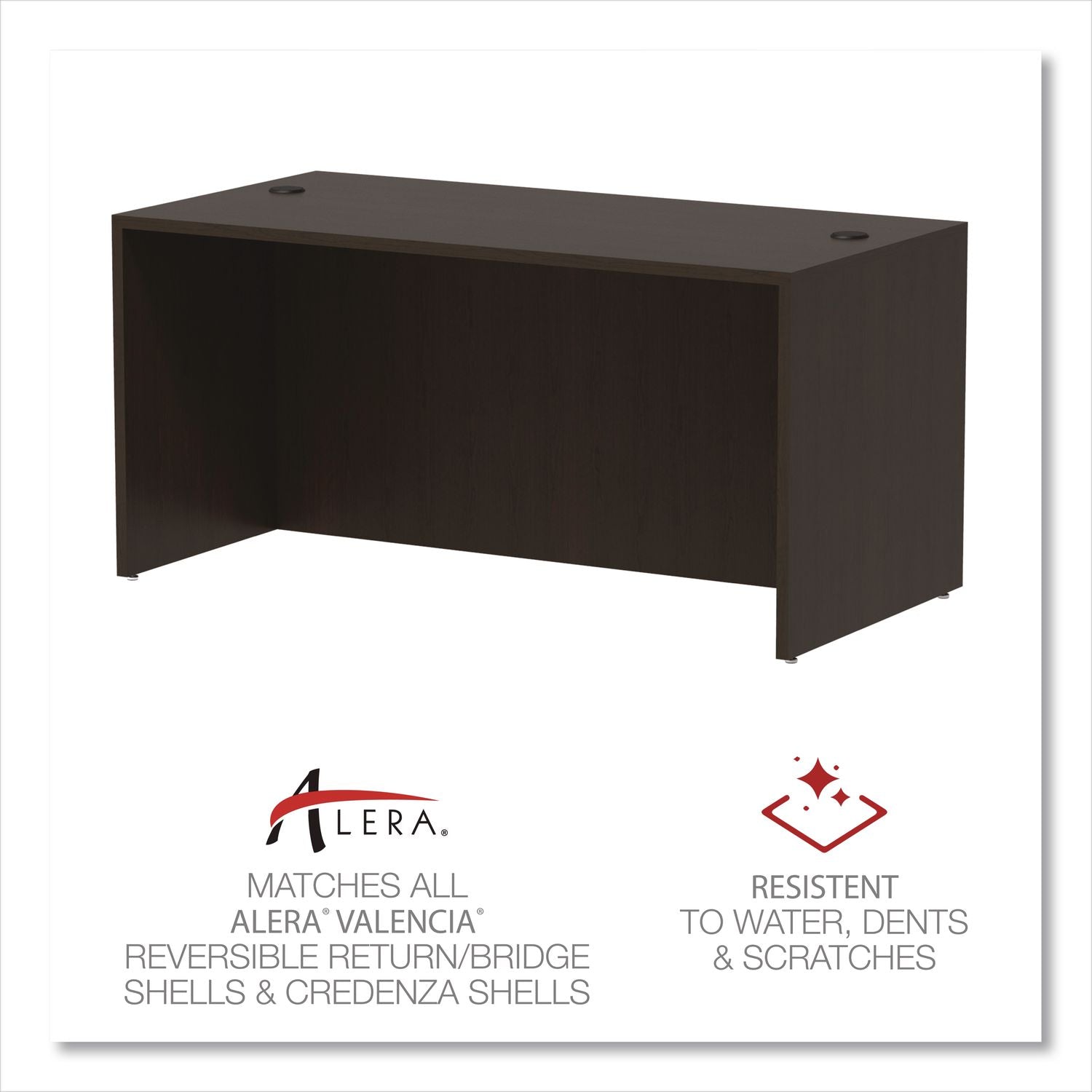 Alera Valencia Series Straight Front Desk Shell, 59.13" x 29.5" x 29.63", Espresso
