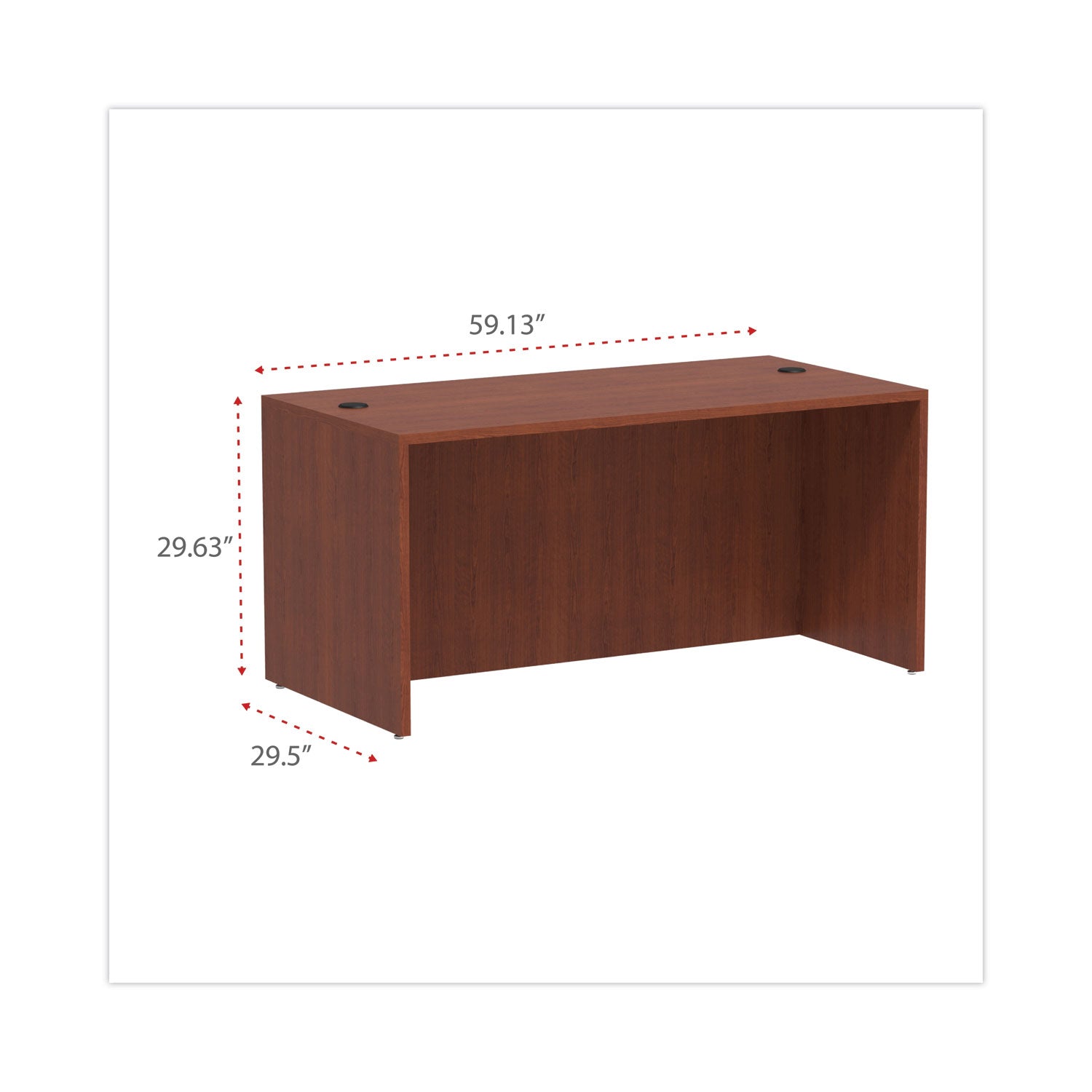 Alera Valencia Series Straight Front Desk Shell, 59.13" x 29.5" x 29.63", Medium Cherry - 