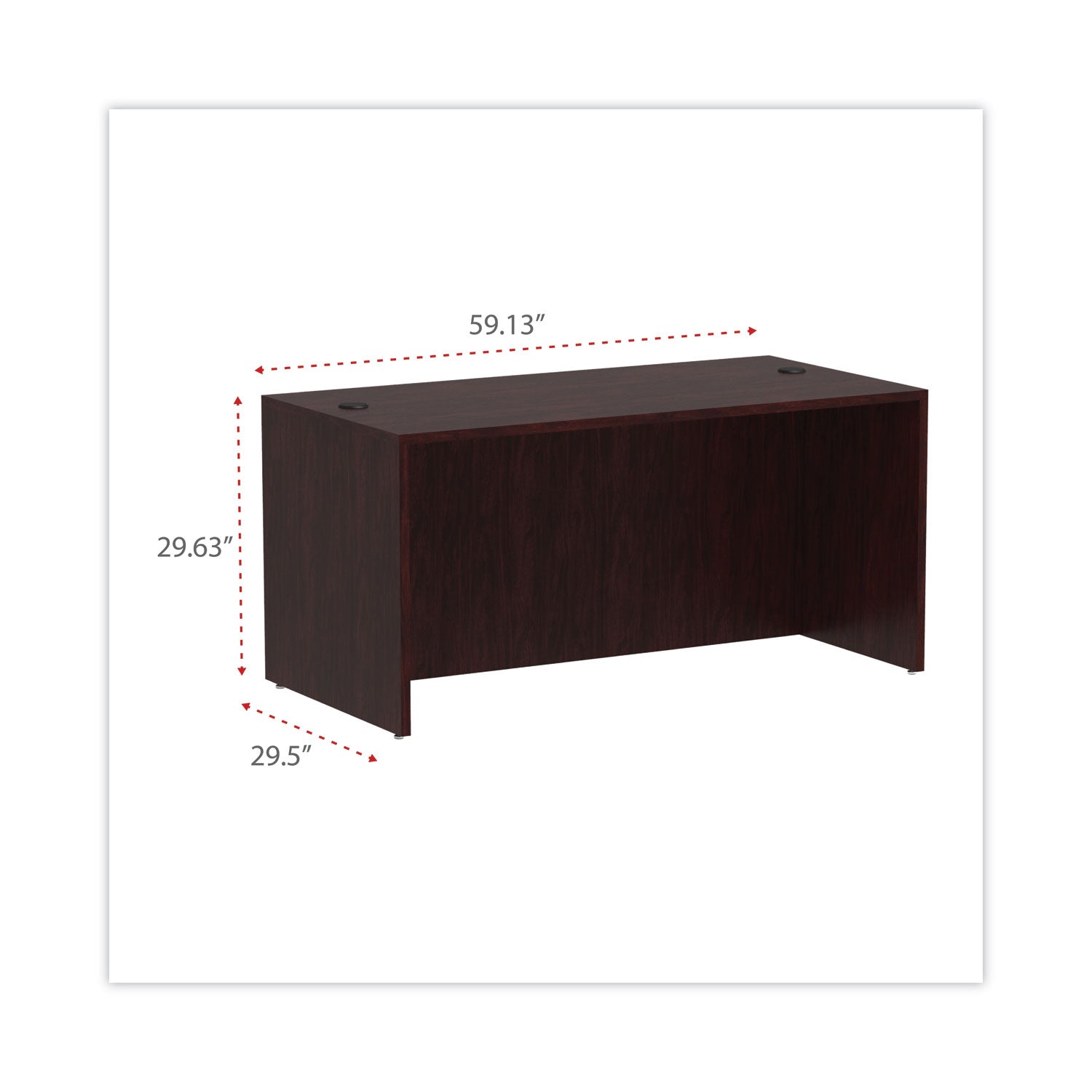 Alera Valencia Series Straight Front Desk Shell, 59.13" x 29.5" x 29.63", Mahogany - 