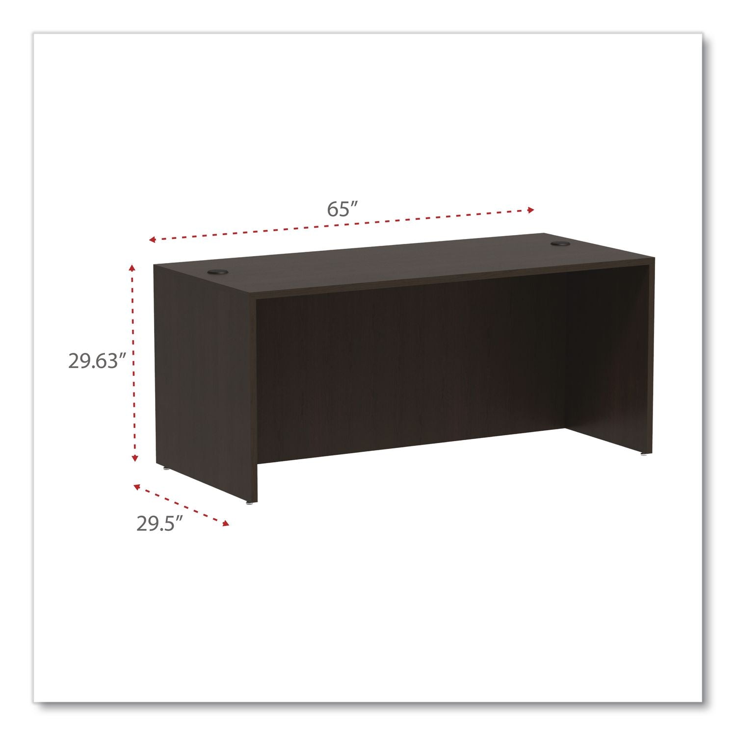 Alera Valencia Series Straight Front Desk Shell, 65" x 29.5" x 29.63", Espresso