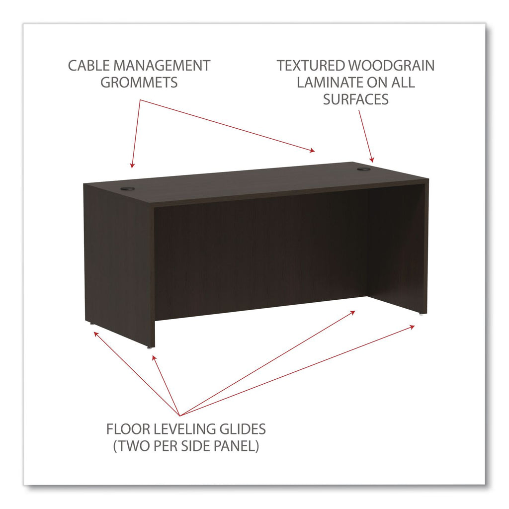 Alera Valencia Series Straight Front Desk Shell, 65" x 29.5" x 29.63", Espresso
