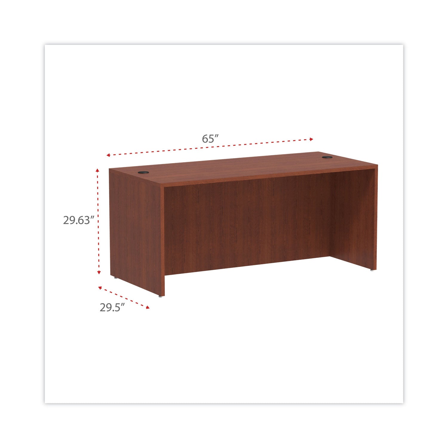 Alera Valencia Series Straight Front Desk Shell, 65" x 29.5" x 29.63", Medium Cherry - 