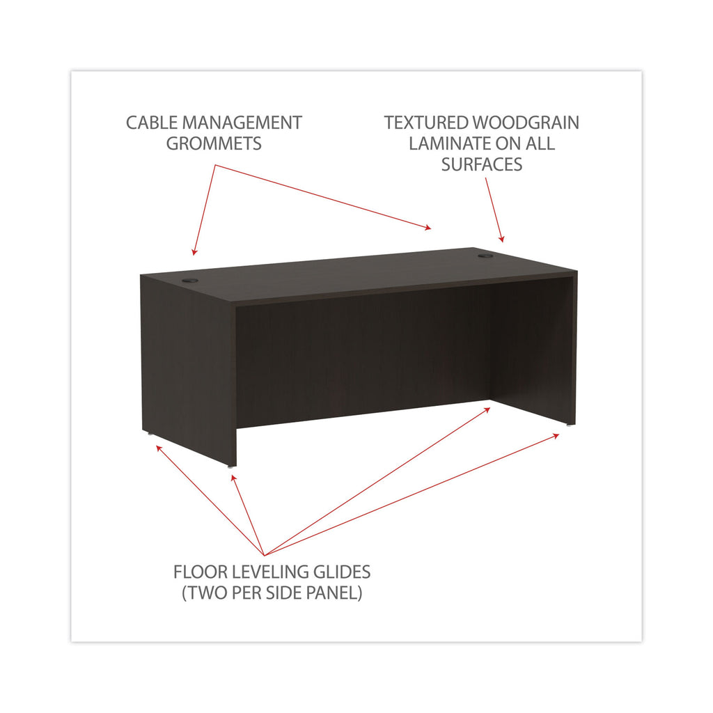 Alera Valencia Series Straight Front Desk Shell, 71" x 35.5" x 29.63", Espresso
