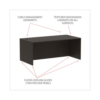 Alera Valencia Series Straight Front Desk Shell, 71" x 35.5" x 29.63", Espresso