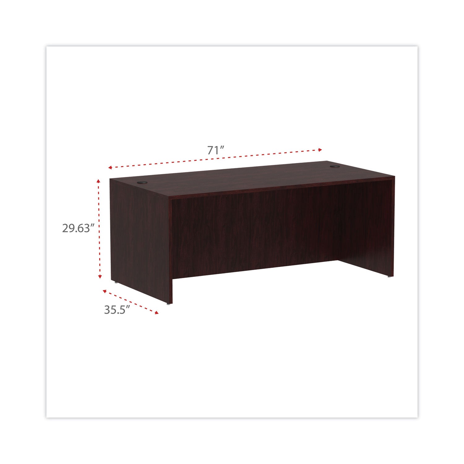 Alera Valencia Series Straight Front Desk Shell, 71" x 35.5" x 29.63", Mahogany - 