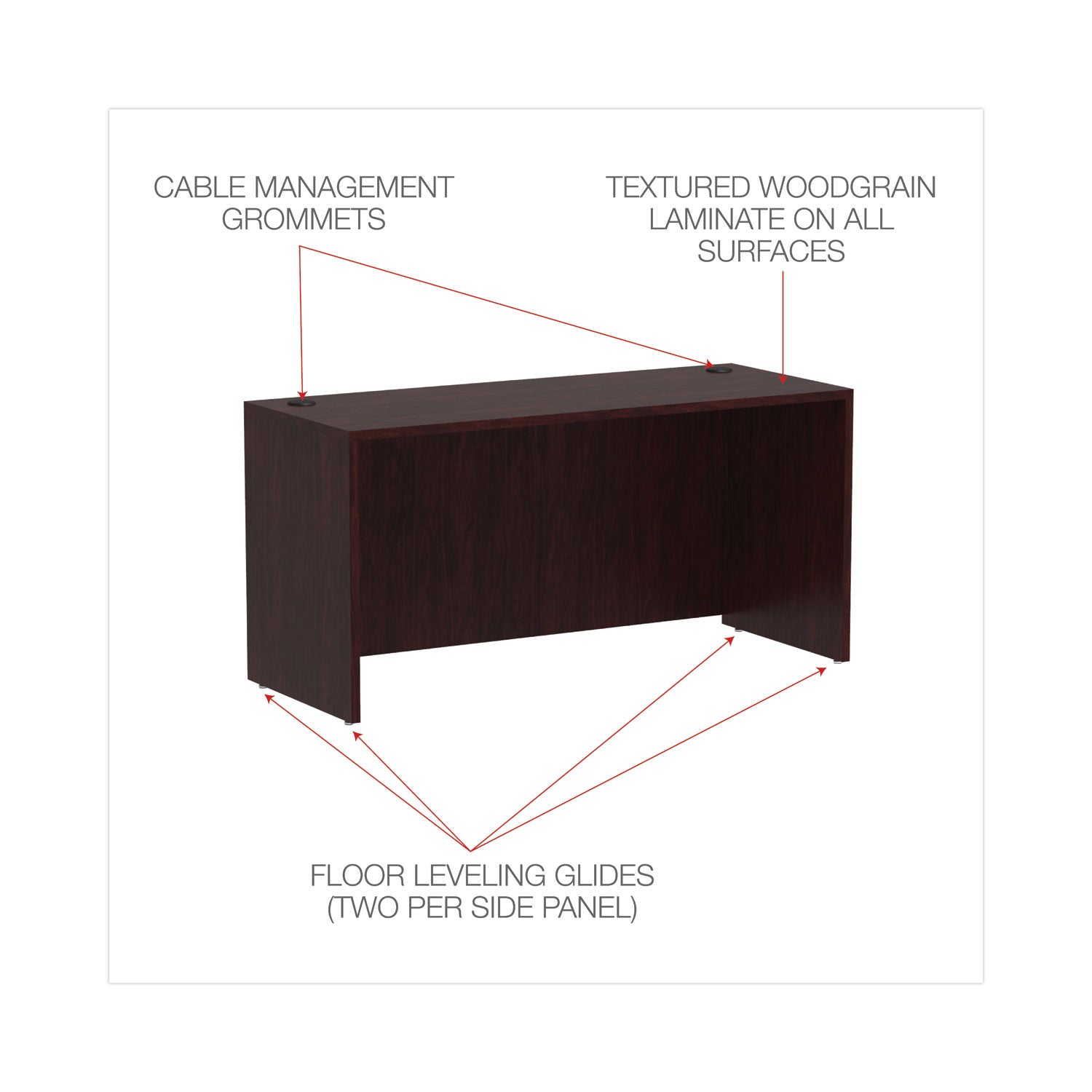 Alera Valencia Series Credenza Shell, 59.13w x 23.63d x 29.5h, Mahogany - 