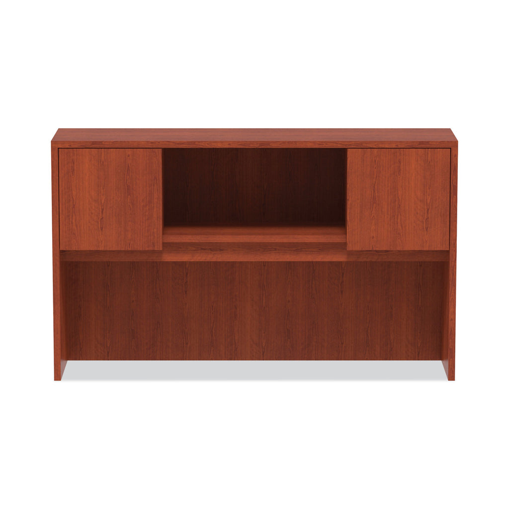 Alera Valencia Series Hutch with Doors, 4 Compartments, 58.88w x 15d x 35.38h, Medium Cherry