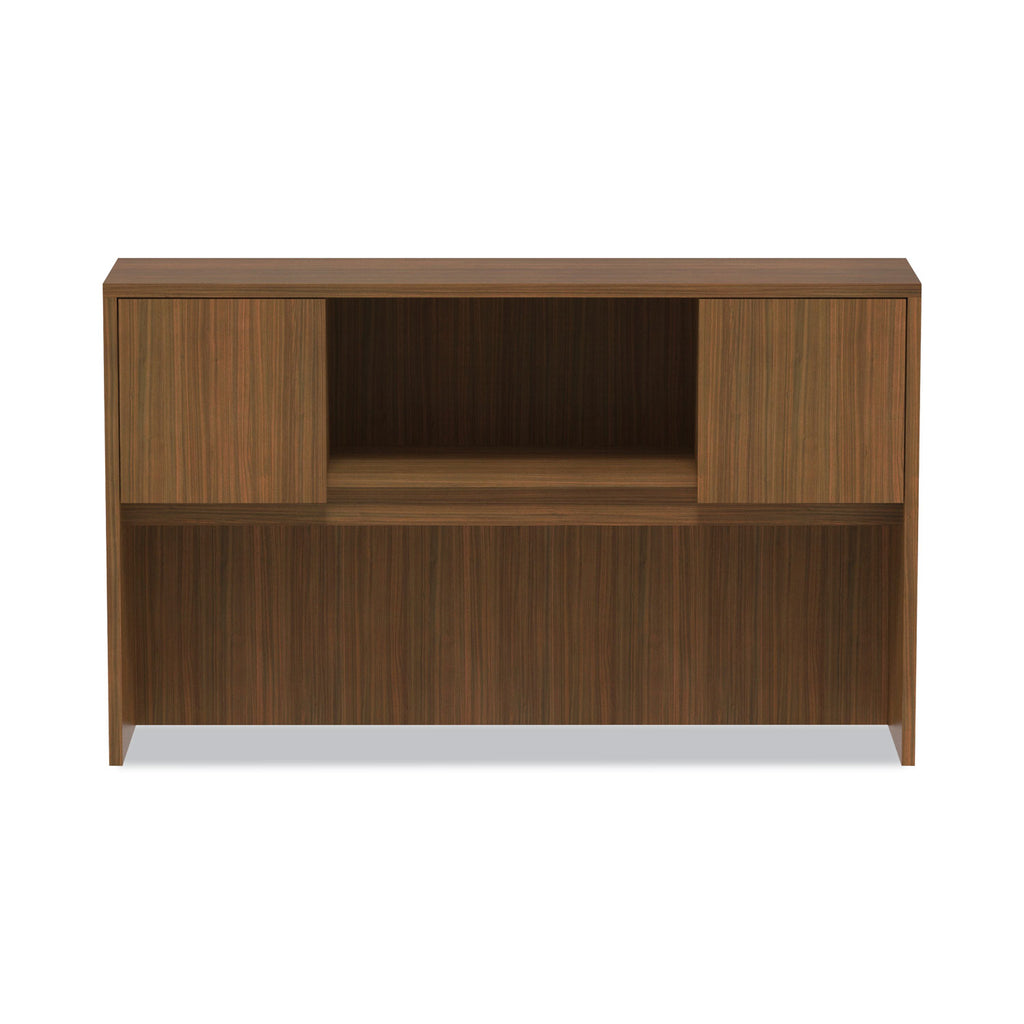 Alera Valencia Series Hutch with Doors, 4 Compartments, 58.88w x 15d x 35.38h, Modern Walnut
