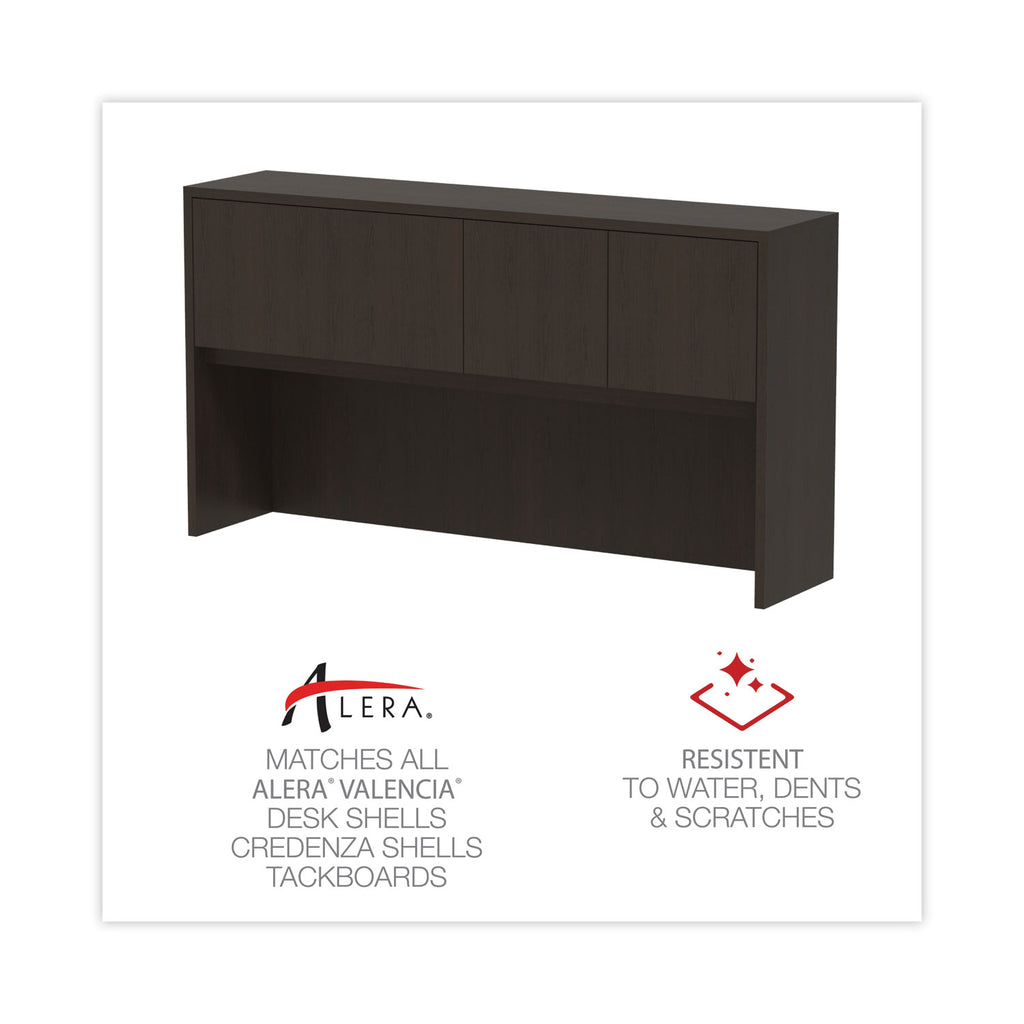 Alera Valencia Series Hutch with Doors, 4 Compartments, 64.75w x 15d x 35.38h, Espresso