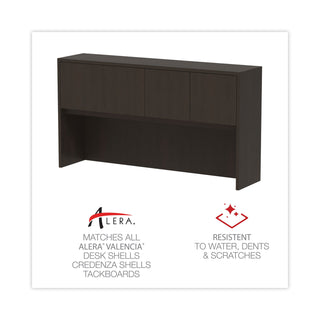 Alera Valencia Series Hutch with Doors, 4 Compartments, 64.75w x 15d x 35.38h, Espresso