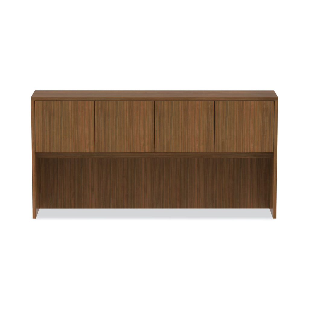 Alera Valencia Series Hutch with Doors, 4 Compartments, 70.63w x 15d x 35.38h, Modern Walnut