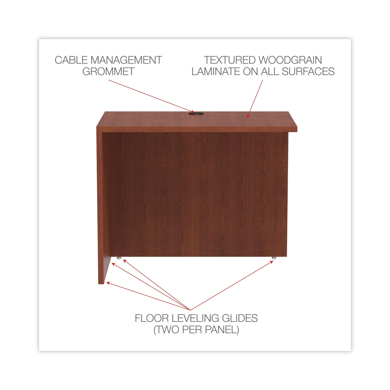 Alera Valencia Series Reversible Return/Bridge Shell, 35w x 23.63d x 29.5h, Medium Cherry