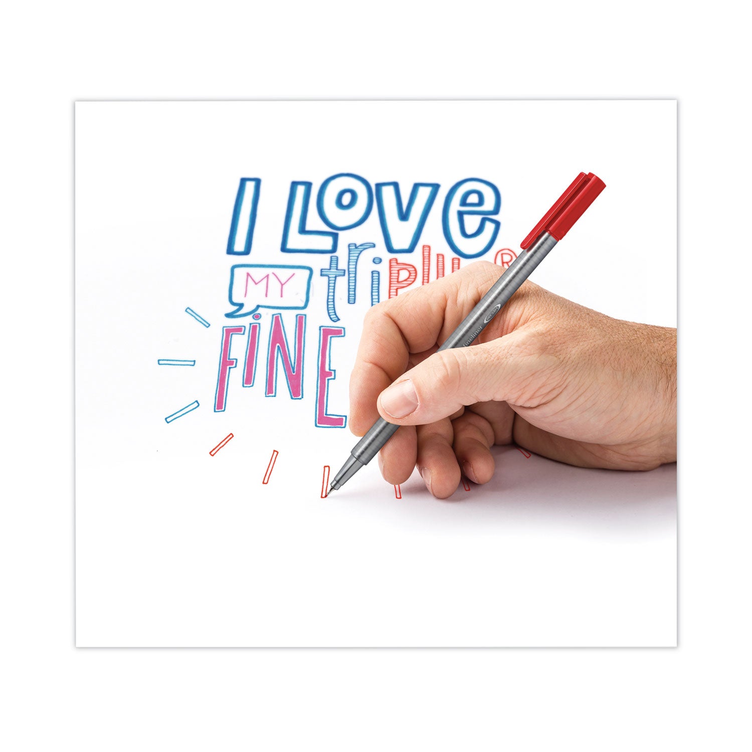 Triplus Fineliner Porous Point Pen, Stick, Extra-Fine 0.3 mm, Assorted Ink and Barrel Colors, 10/Pack