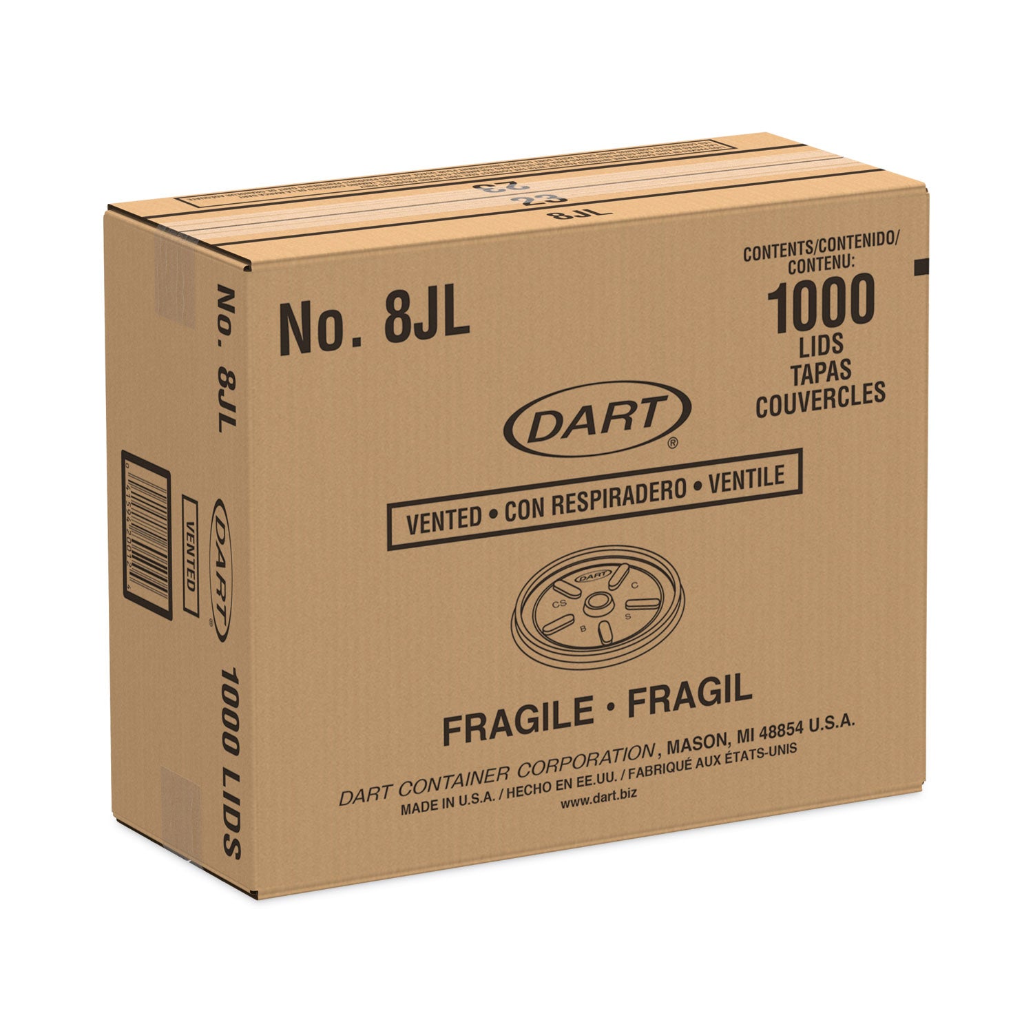 Plastic Lids, Fits 8 oz to 10 oz Hot/Cold Foam Cups, Vented, White, 100/Pack, 10 Packs/Carton