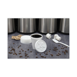 Plastic Lids, Fits 8 oz to 10 oz Hot/Cold Foam Cups, Vented, White, 100/Pack, 10 Packs/Carton
