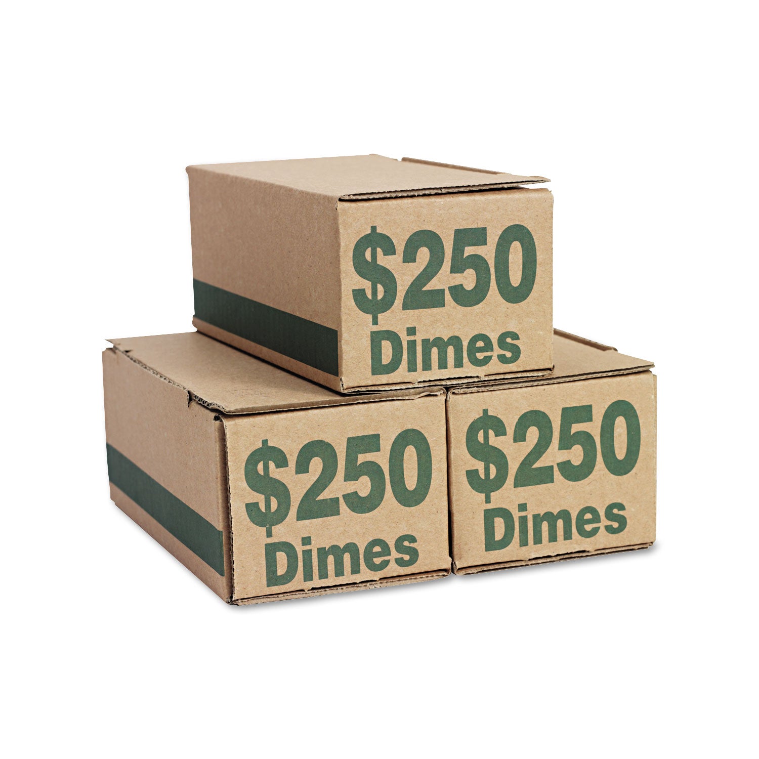 Corrugated Cardboard Coin Storage with Denomination Printed On Side, 8.06 x 3.31 x 3.19, Green
