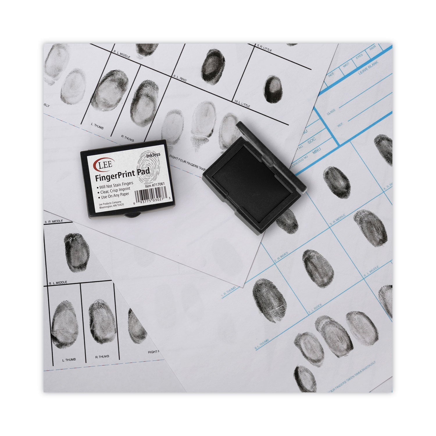 Inkless Fingerprint Pad, 2.25" x 1.75", Black - 