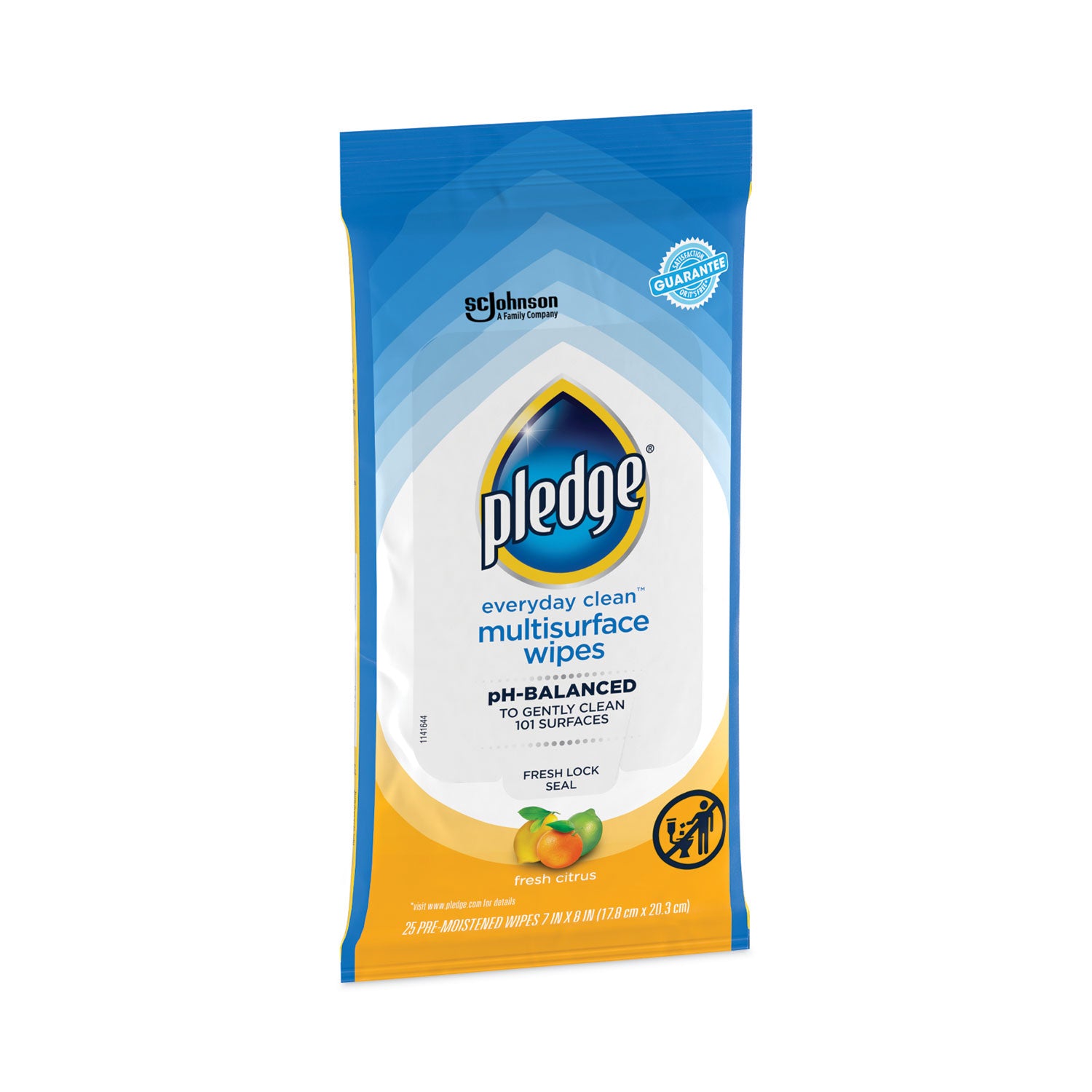 Multi-Surface Cleaner Wet Wipes, Cloth, 7 x 10, Fresh Citrus, White, 25/Pack, 12 Packs/Carton - 3