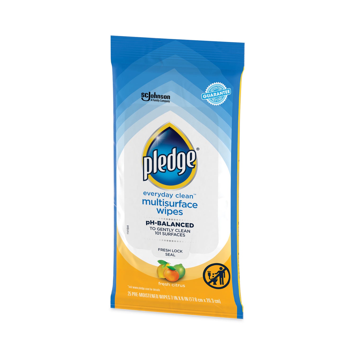 Multi-Surface Cleaner Wet Wipes, Cloth, 7 x 10, Fresh Citrus, White, 25/Pack, 12 Packs/Carton - 2