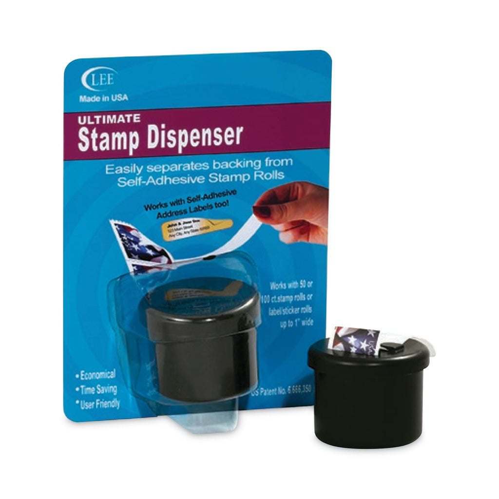 Ultimate Stamp Dispenser, One 100 Count Roll, Black, Plastic, 2" Diameter x 1.69"h - 