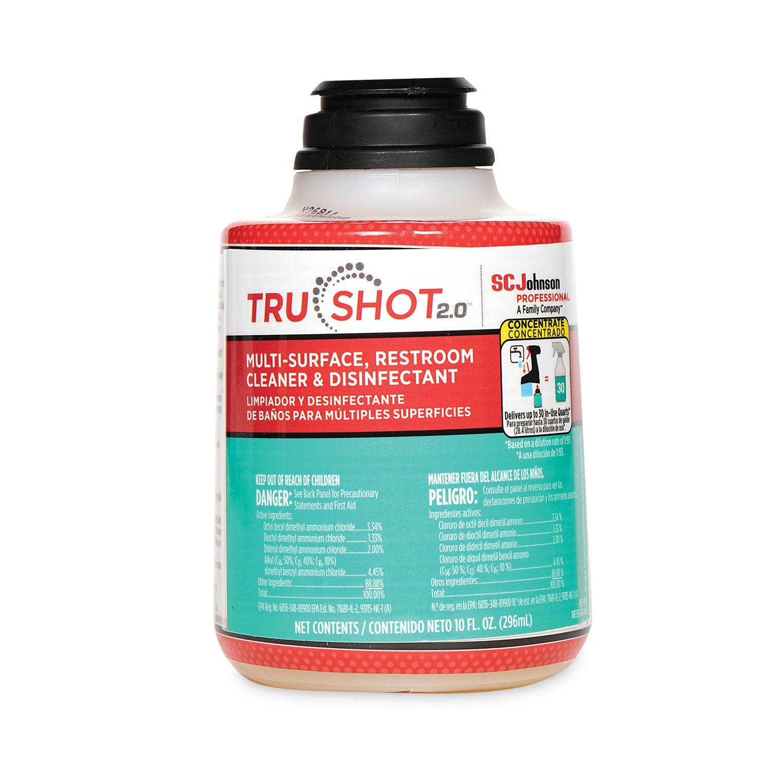 TruShot 2.0 Disinfectant Multisurface Cleaner, Clean Fresh Scent,10 oz Cartridge, 4/Carton - 2