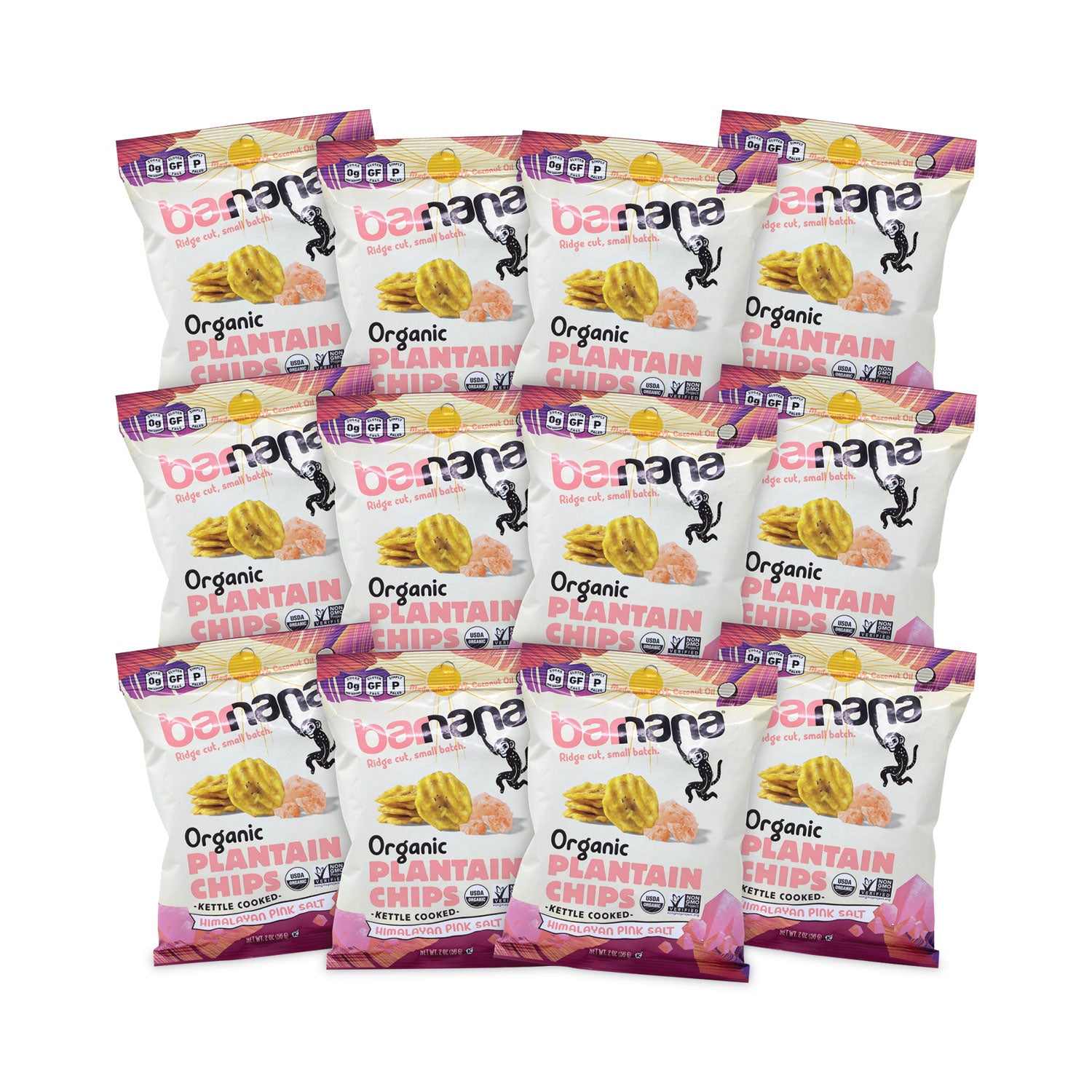 Himalayan Pink Sea Salt Plantain Chips, 2 oz Bags, 12/Pack, Ships in 1-3 Business Days
