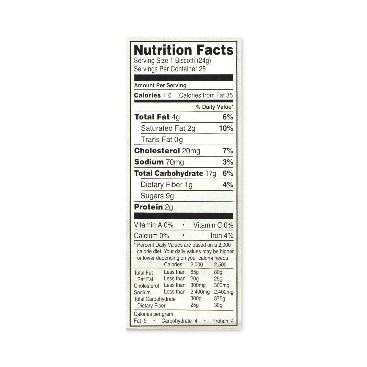 Biscotti, Dark Chocolate Almond, 1 lb 5 oz Tub, 25 Pieces/Tub, 1 Tub/Carton, Ships in 1-3 Business Days
