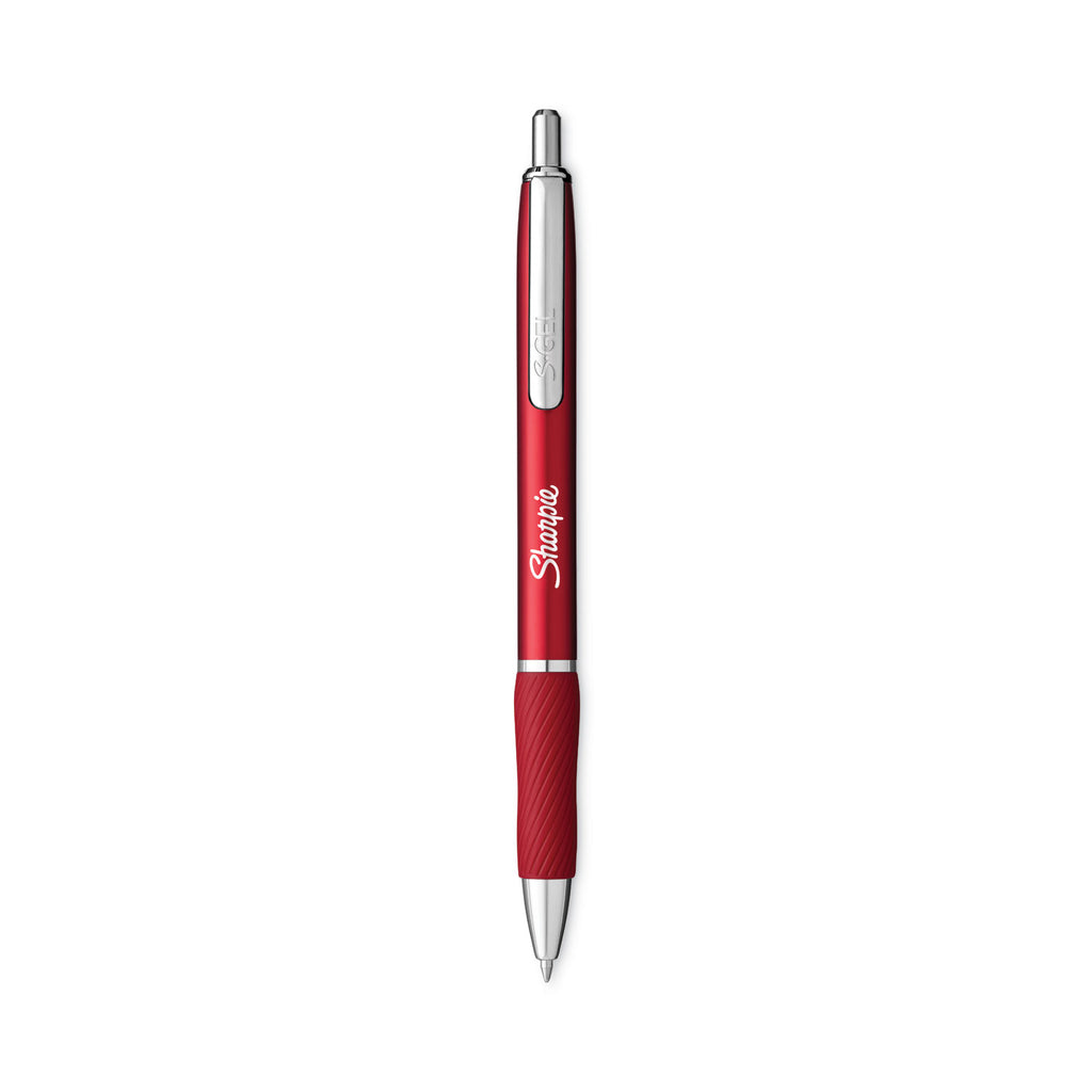 s-gel-premium-metal-barrel-gel-pen-retractable-medium-07-mm-black-ink-red-barrel-4-pack_san2154604 - 1