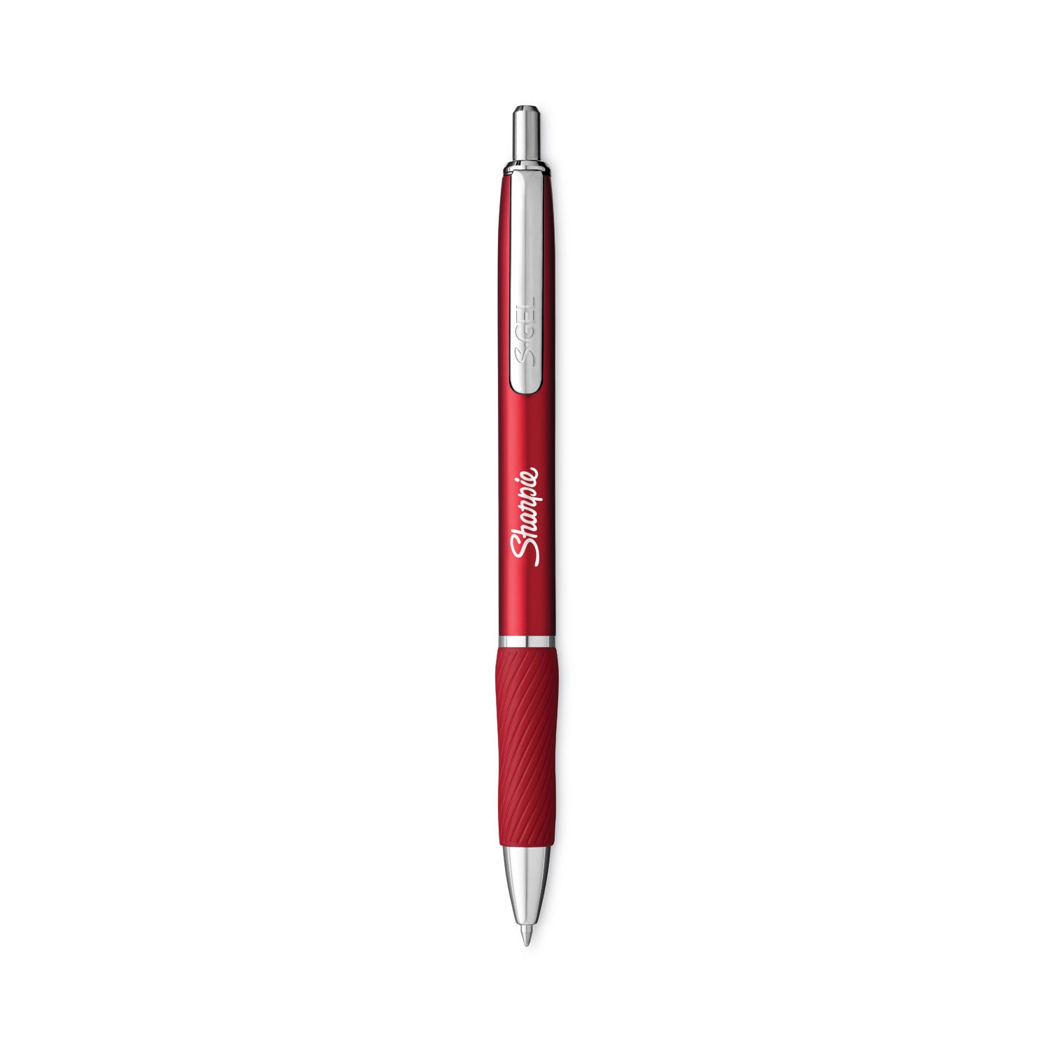 s-gel-premium-metal-barrel-gel-pen-retractable-medium-07-mm-black-ink-red-barrel-4-pack_san2154604 - 1