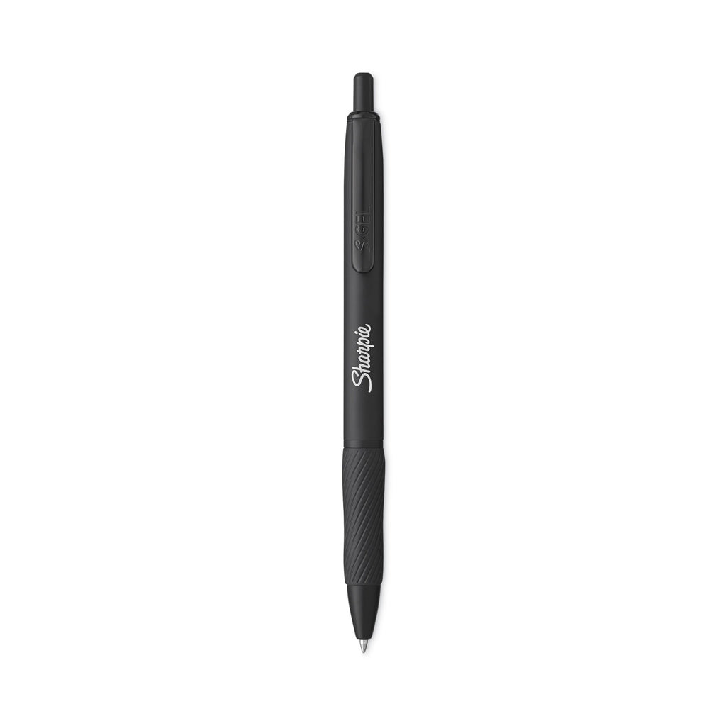 S-Gel Premium Metal Barrel Gel Pen, Retractable, Medium 0.7 mm, Black Ink, Black Barrel, Dozen