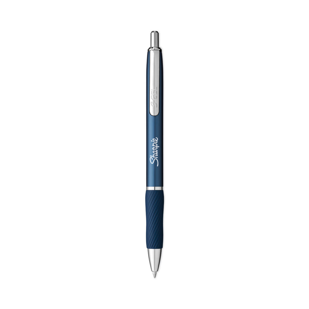 s-gel-premium-metal-barrel-gel-pen-retractable-medium-07-mm-black-ink-blue-barrel-4-pack_san2153654 - 1