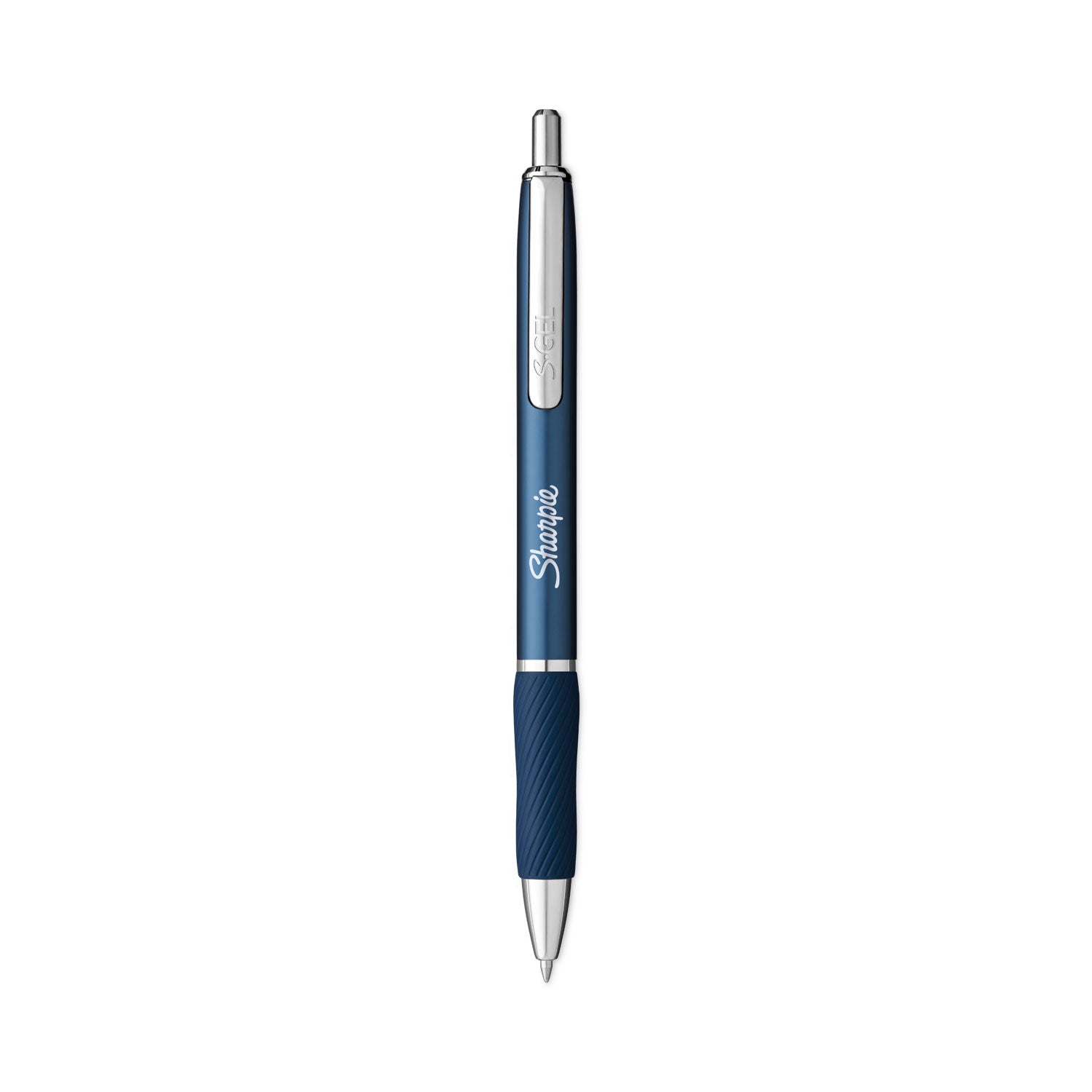 s-gel-premium-metal-barrel-gel-pen-retractable-medium-07-mm-black-ink-blue-barrel-4-pack_san2153654 - 1
