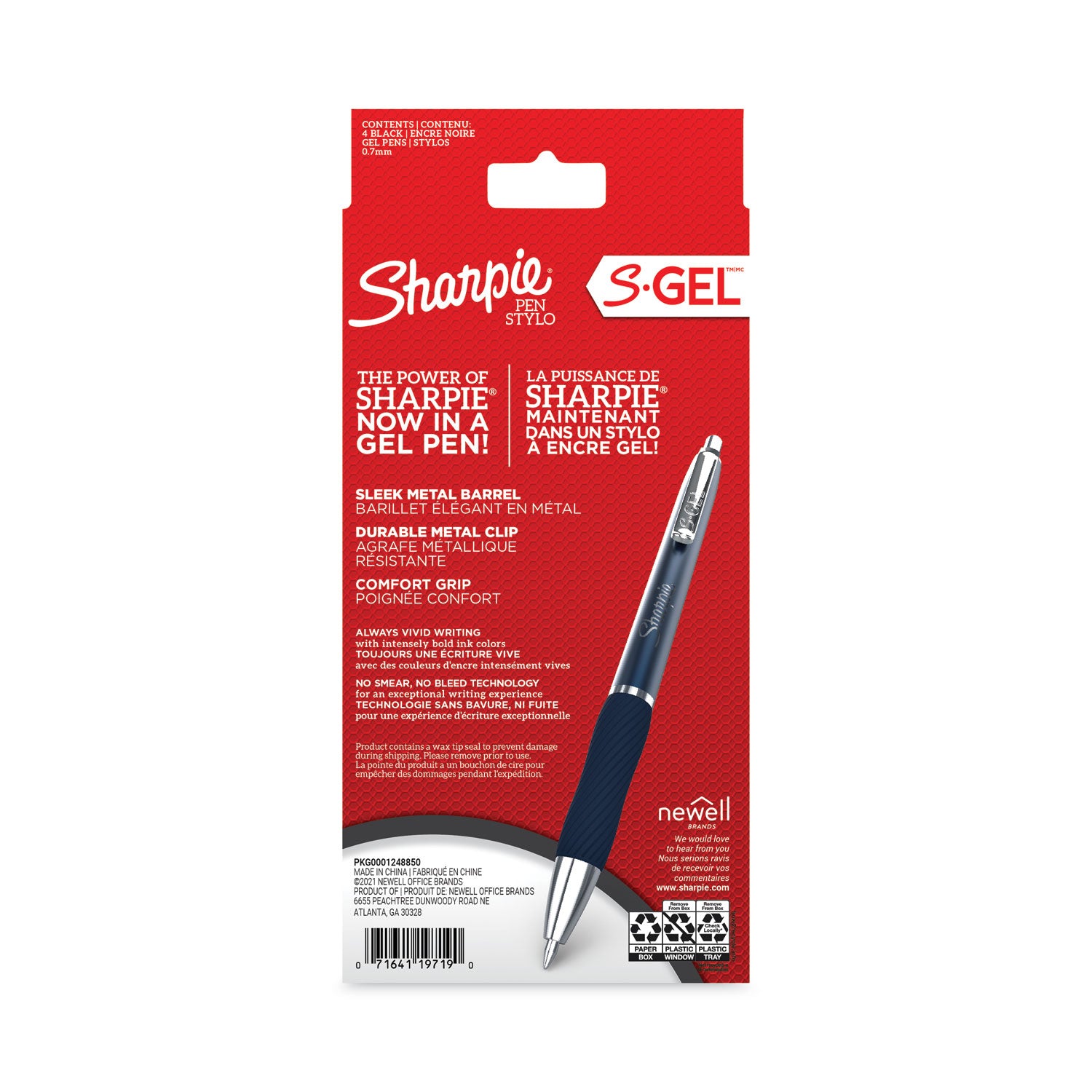 s-gel-premium-metal-barrel-gel-pen-retractable-medium-07-mm-black-ink-blue-barrel-4-pack_san2153654 - 3