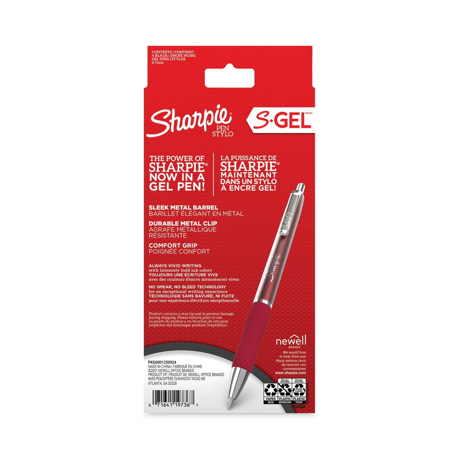 s-gel-premium-metal-barrel-gel-pen-retractable-medium-07-mm-black-ink-red-barrel-4-pack_san2154604 - 3