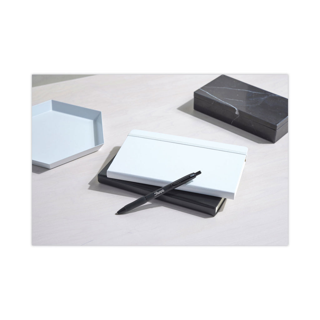 S-Gel Premium Metal Barrel Gel Pen, Retractable, Medium 0.7 mm, Black Ink, Black Barrel, Dozen